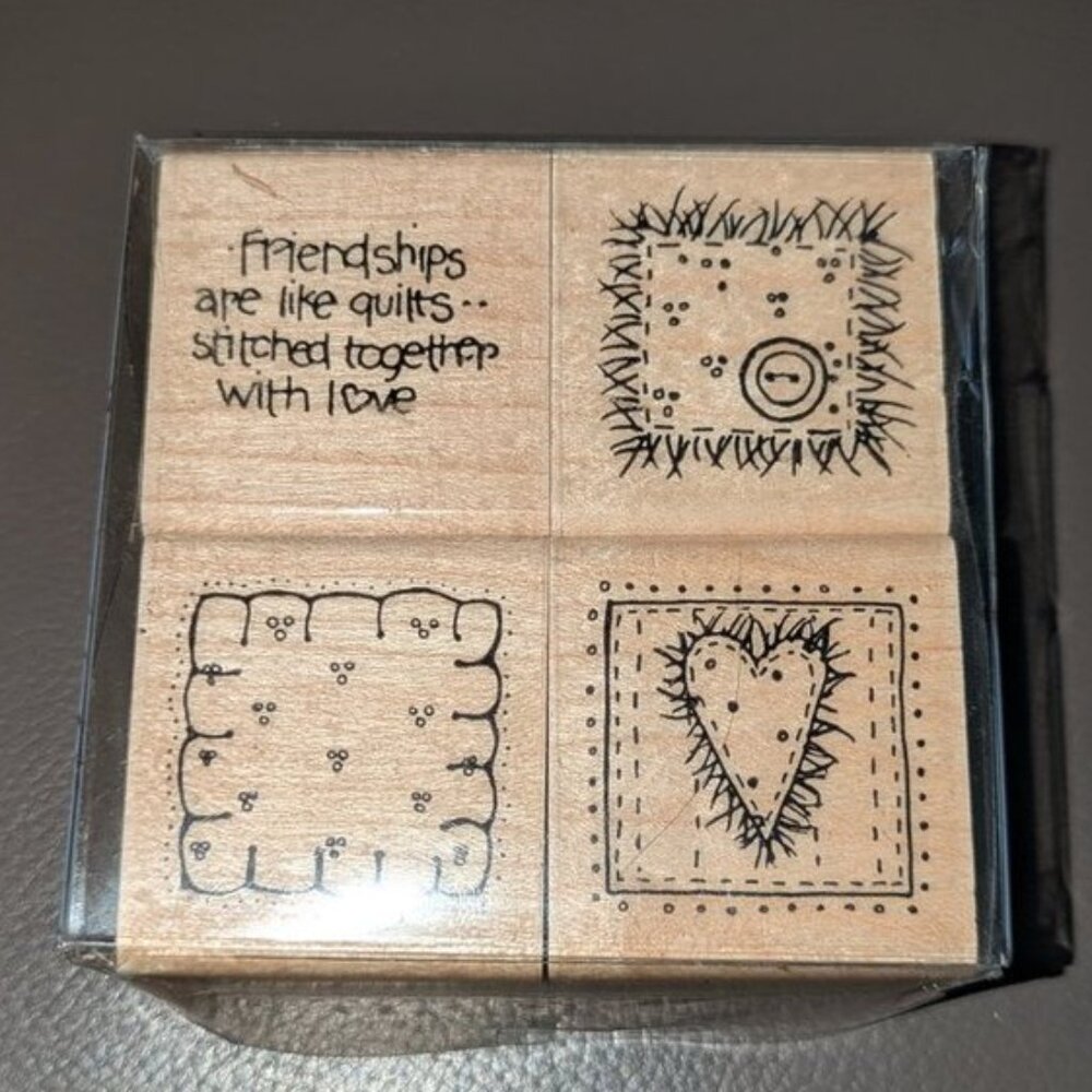 Set of 4 D.O.T.S. Friendships are like quilts stitched together with love stamps